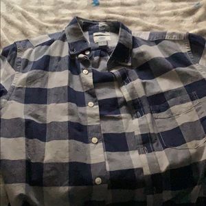 Old navy blue checkered button up worn twice